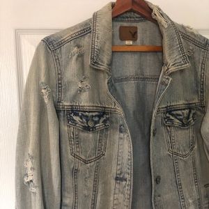 AE Denim Destroyed Boyfriend Jacket